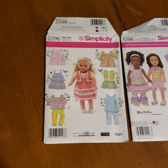 Doll Clothing Patterns Simplicity x 3 - Picture 2 of 8
